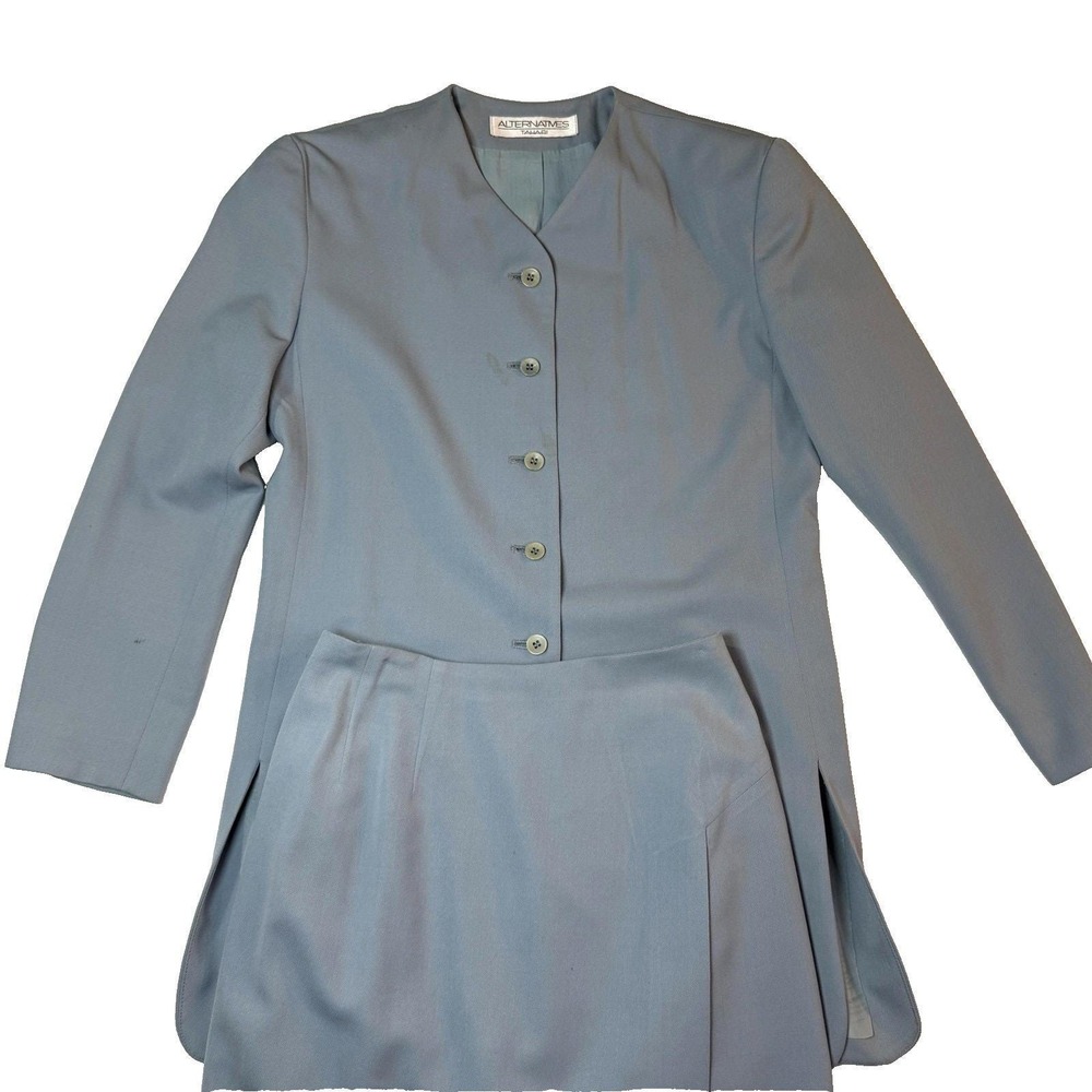 Vintage Alternatives Tahari Skirt Suit Womens 2 Gray 100%‎ Wool Career Set 2 USA